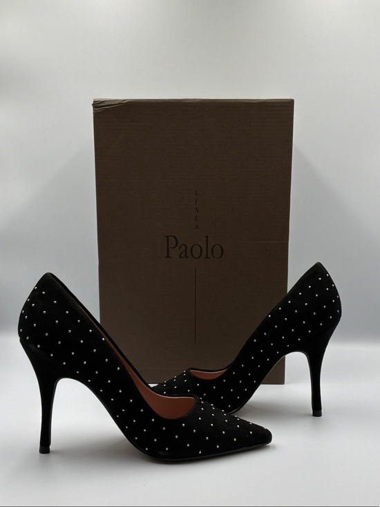 Paolo Shoes - Linea Paolo Black Pointed-Toe Pumps with Silver Stud Accents